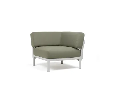 Element de colt Nardi Maximo, cadru alb Gesso, perne verde Timo Sunbrella