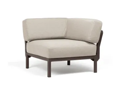 Element de colt Nardi Maximo, cadru maro Terra, perne alb Perla Sunbrella