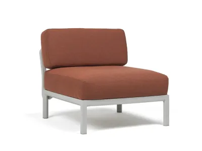 Element central Nardi Maximo, cadru alb Gesso, perne maro Cannella Sunbrella