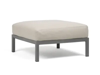 Pouf exterior Nardi Maximo 82.5x82.5cm, cadru gri Basalto, perna alb Perla Sunbrella