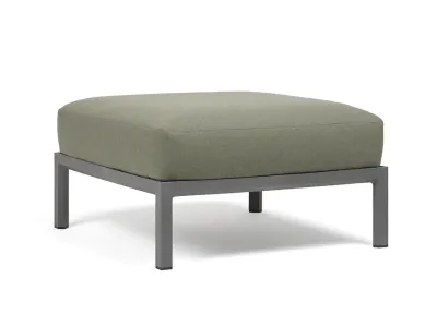 Pouf exterior Nardi Maximo 82.5x82.5cm, cadru gri Basalto, perna verde Timo Sunbrella