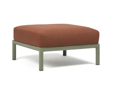 Pouf exterior Nardi Maximo 82.5x82.5cm, cadru verde Cactus, perna maro Cannella Sunbrella