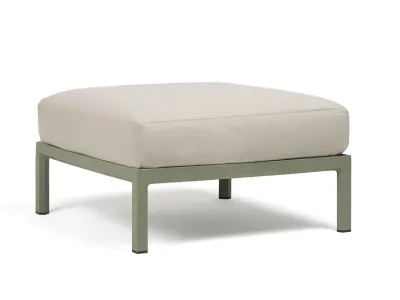 Pouf exterior Nardi Maximo 82.5x82.5cm, cadru verde Cactus, perna alb Perla Sunbrella