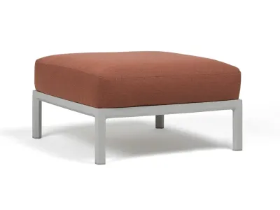 Pouf exterior Nardi Maximo 82.5x82.5cm, cadru alb Gesso, perna maro Cannella Sunbrella