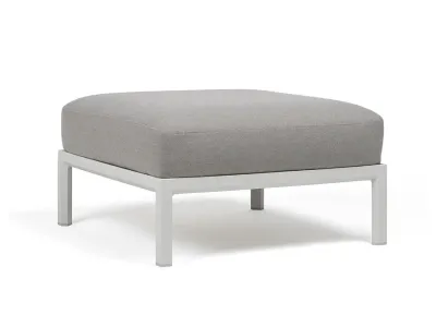 Pouf exterior Nardi Maximo 82.5x82.5cm, cadru alb Gesso, perna gri Lava Sunbrella