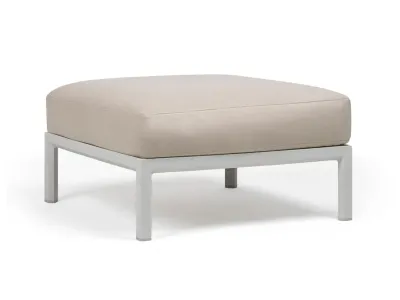 Pouf exterior Nardi Maximo 82.5x82.5cm, cadru alb Gesso, perna alb Perla Sunbrella