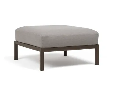 Pouf exterior Nardi Maximo 82.5x82.5cm, cadru maro Terra, perna gri Lava Sunbrella
