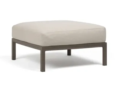 Pouf exterior Nardi Maximo 82.5x82.5cm, cadru maro Terra, perna alb Perla Sunbrella