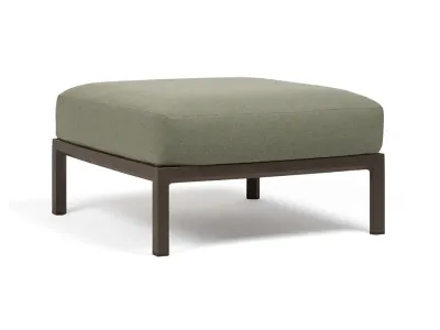 Pouf exterior Nardi Maximo 82.5x82.5cm, cadru maro Terra, perna verde Timo Sunbrella