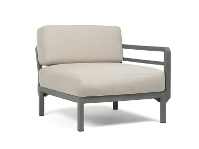 Element terminal Nardi Maximo, cadru gri Basalto, perne alb Perla Sunbrella