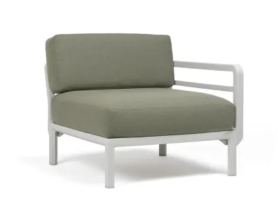 Element terminal Nardi Maximo, cadru alb Gesso, perne verde Timo Sunbrella