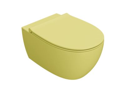 Vas wc suspendat Globo 4All NoRim 54cm, galben mustar