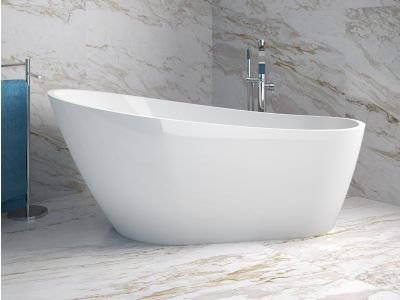 Cada freestanding Besco Melody 170x80cm alba, ventil si preaplin grafit