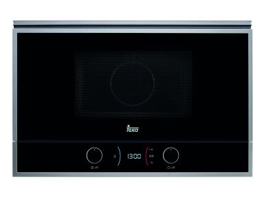 Cuptor cu microunde incorporabil Teka ML 822 BIS cu 22 litri, 9 retete presetate, 850W, baza ceramica, grill 1200W rabatabil, balama stanga, inox anti-pata/cristal negru