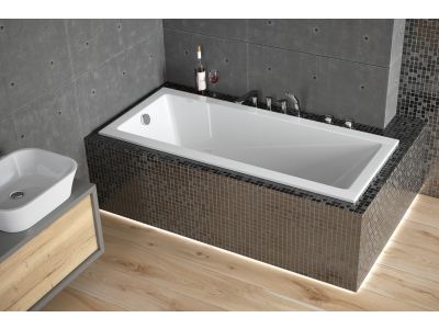 Cada baie rectangulara Besco Modern Slim 180x80cm, acril, incastrabila