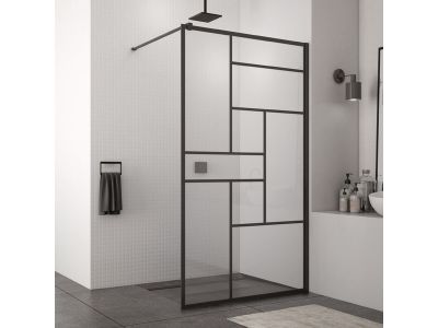 Cabina de dus Walk-In Ronal (SanSwiss) Easy STR4P 120 cm, sticla securizata Loft 73, 8 mm, profil negru mat