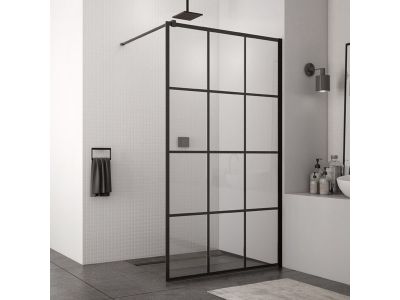 Cabina de dus Walk-In Ronal (SanSwiss) Easy STR4P 90 cm, sticla securizata Loft 75, 8 mm, profil negru mat