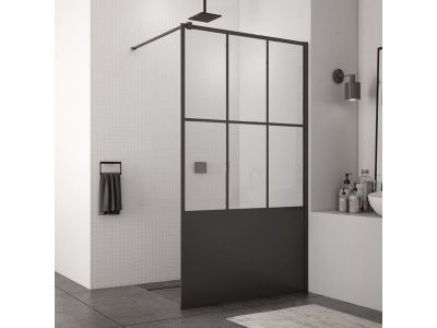 Cabina de dus Walk-In Ronal (SanSwiss) Easy STR4P 80 cm, sticla securizata Loft 76, 8 mm, profil negru mat