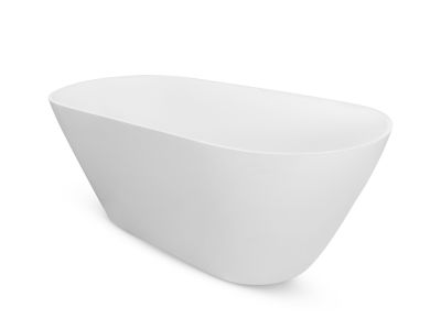 Cada freestanding Besco Moya Matt 160x70cm, alb mat, sifon click-clack cu top cleaning alb