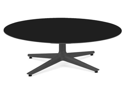 Masuta rotunda Kartell Multiplo Low design Antonio Citterio, d118cm, h43cm, blat sticla, negru