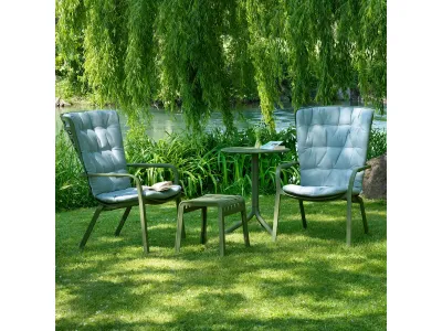 Set Nardi cu fotoliu recliner Folio cu perna, taburet Poggio si masa Spritz verde agave