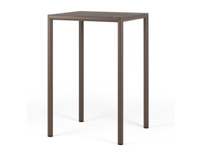 Masa inalta exterior Nardi Piave 70 High, 69x69cm, h107cm, baza aluminiu, top HPL Materia, tabacco