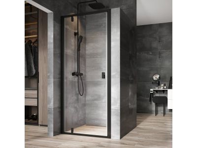 Usa de nisa batanta Ravak Nexty NDOP1-80, 80cm, sticla transparenta 6mm, profil negru