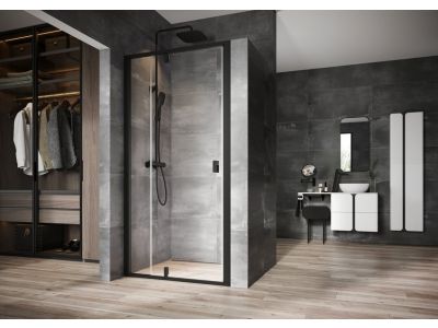 Usa de nisa batanta cu segment fix Ravak Nexty NDOP2-100, 100cm, sticla transparenta 6mm, profil negru
