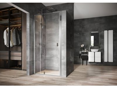 Usa de nisa batanta cu segment fix Ravak Nexty NDOP2-110, 110cm, sticla transparenta 6mm, profil aluminiu lucios