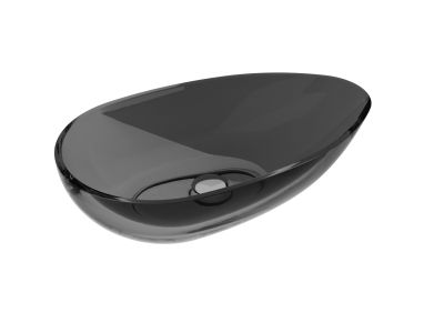 Lavoar oval tip bol Besco Neya 60x35cm, ResiCast, transparent, ventil click-clack crom, Carbon Grey
