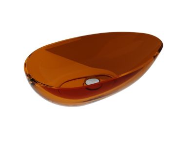 Lavoar oval tip bol Besco Neya 60x35cm, ResiCast, transparent, ventil click-clack crom, Earth Rust