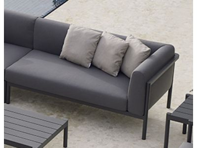 Canapea modulara exterior Point Origin cu 2 locuri, brat stanga, cadru gri aluminiu, textil gri G2 1268