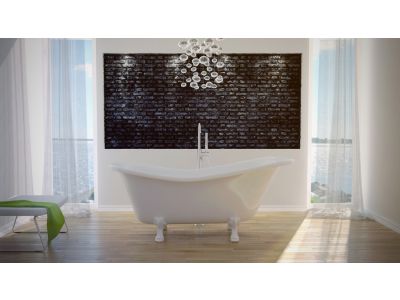 Cada retro freestanding Besco Otylia 170x77cm cu picioare albe