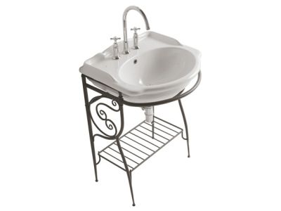 Consola Globo pentru lavoar Paestum 62cm, montaj pe pardoseala, metal antichizat