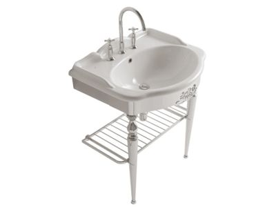 Consola Globo pentru lavoar Paestum 90cm, montaj pe pardoseala, alama cromata