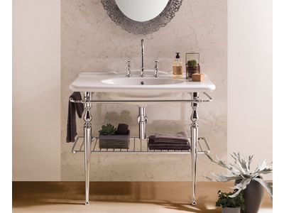 Consola Globo pentru lavoar Paestum, 100x53, montaj pe pardoseala, crom