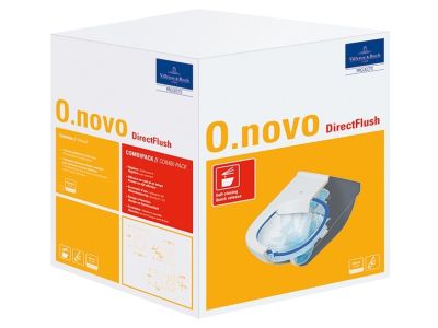 Set vas WC suspendat Villeroy & Boch O.Novo 56x36cm Directflush si capac cu Inchidere lenta si QuickRelease