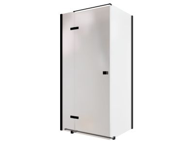 Cabina de dus Besco Pixa Black 100 L, 100x90cm, orientare stanga, profile negru mat