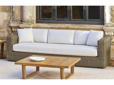 Canapea exterior Point Heritage cu 3 locuri, structura aluminiu, cadru maro, textil alb G1 22