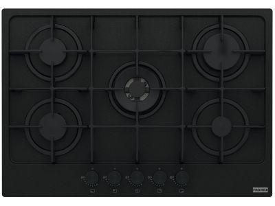 Plita gaz incorporabila Franke Maris 750 FHMA 755 4G DC MB C cu 5 arzatoare, 75cm, gratare fonta, Matte Black