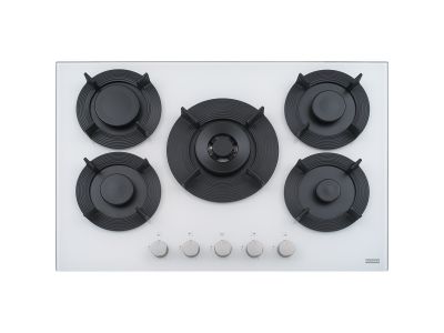 Plita gaz incorporabila Franke Maris Free by Dror FHMF 755 4G DC C cu 5 arzatoare, 75x51cm, gratare fonta, Bianco