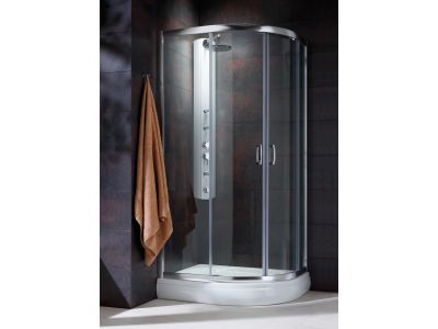Cabina de dus semirotunda Radaway Premium Plus E 1900, 90x80 cm, sticla transparenta