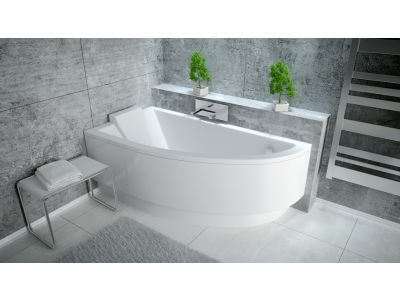 Cada baie asimetrica Besco Praktika 140x70cm, acril, orientare stanga