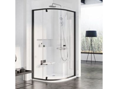 Cabina de dus semirotunda Ravak Pivot PSKK3 90x90cm, negru