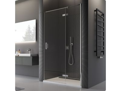 Usa de dus pivotanta cu parte fixa Ronal (SanSwiss) Pur Aquaperle 100cm stanga, sticla securizata transparenta 8mm , profil crom