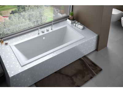 Cada baie rectangulara Besco Quadro Slim 175x80cm, acril, incastrabila