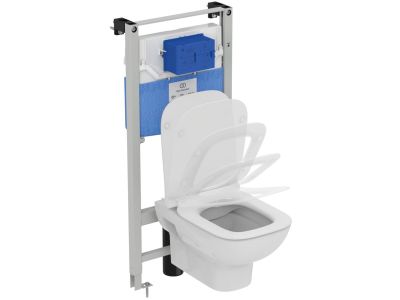 Set vas wc Ideal Standard i.life A Rimless+ cu capac inchidere lenta si rezervor incastrat cu cadru Prosys 120M