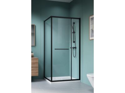 Cabina de dus Radaway Alienta Black SD II  90x80cm, profil negru
