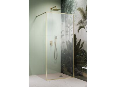 Cabina de dus tip Walk-in Radaway MODO F II Brushed Gold 100 cm, profil auriu periat
