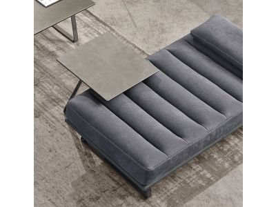 Ottoman Gamma Dandy Renegade, piele Danka F802, baza Dark Chrome - Titanium, HandMade in Italy